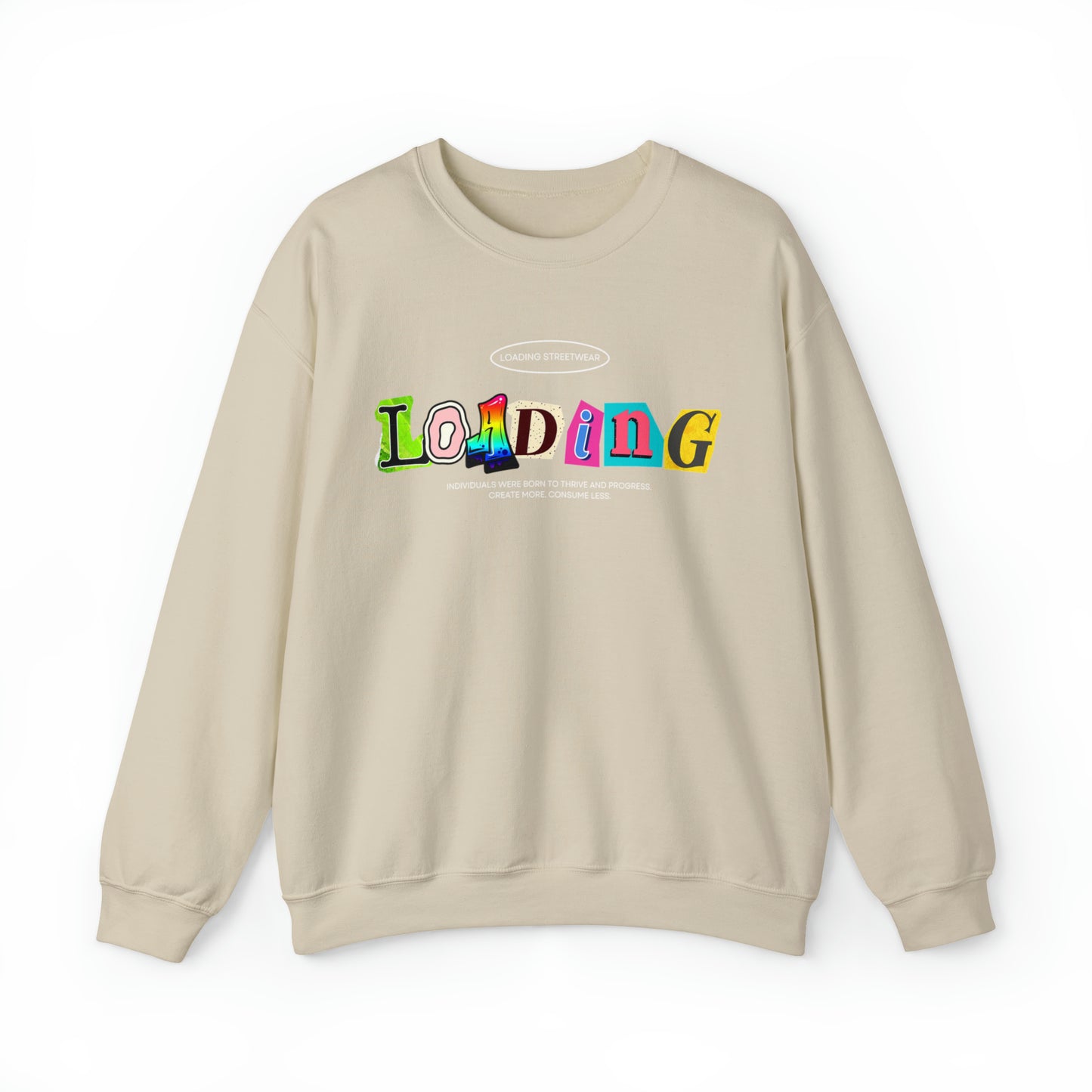 Mismatched Letters "Classics" Collection Crewneck Sweatshirt in Sand