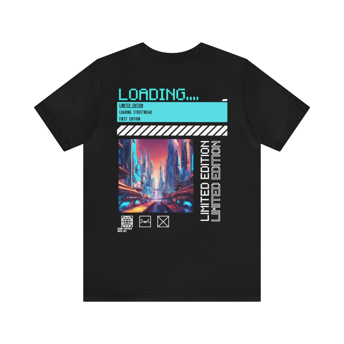 Futuristic Cityscape "Noir" Collection Tee in Black