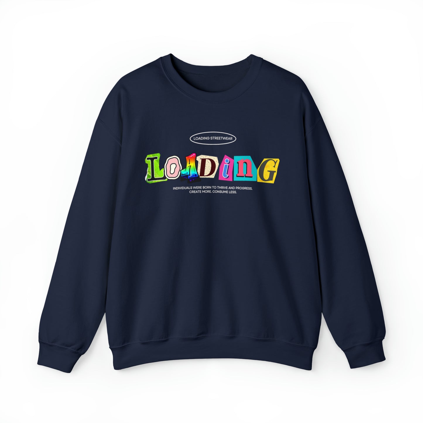 Mismatched Letters "Classics" Collection Crewneck Sweatshirt in Navy