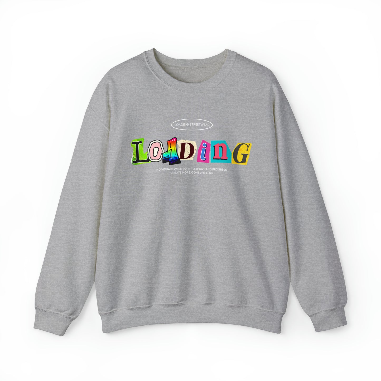 Mismatched Letters "Classics" Collection Crewneck Sweatshirt in Sport Grey