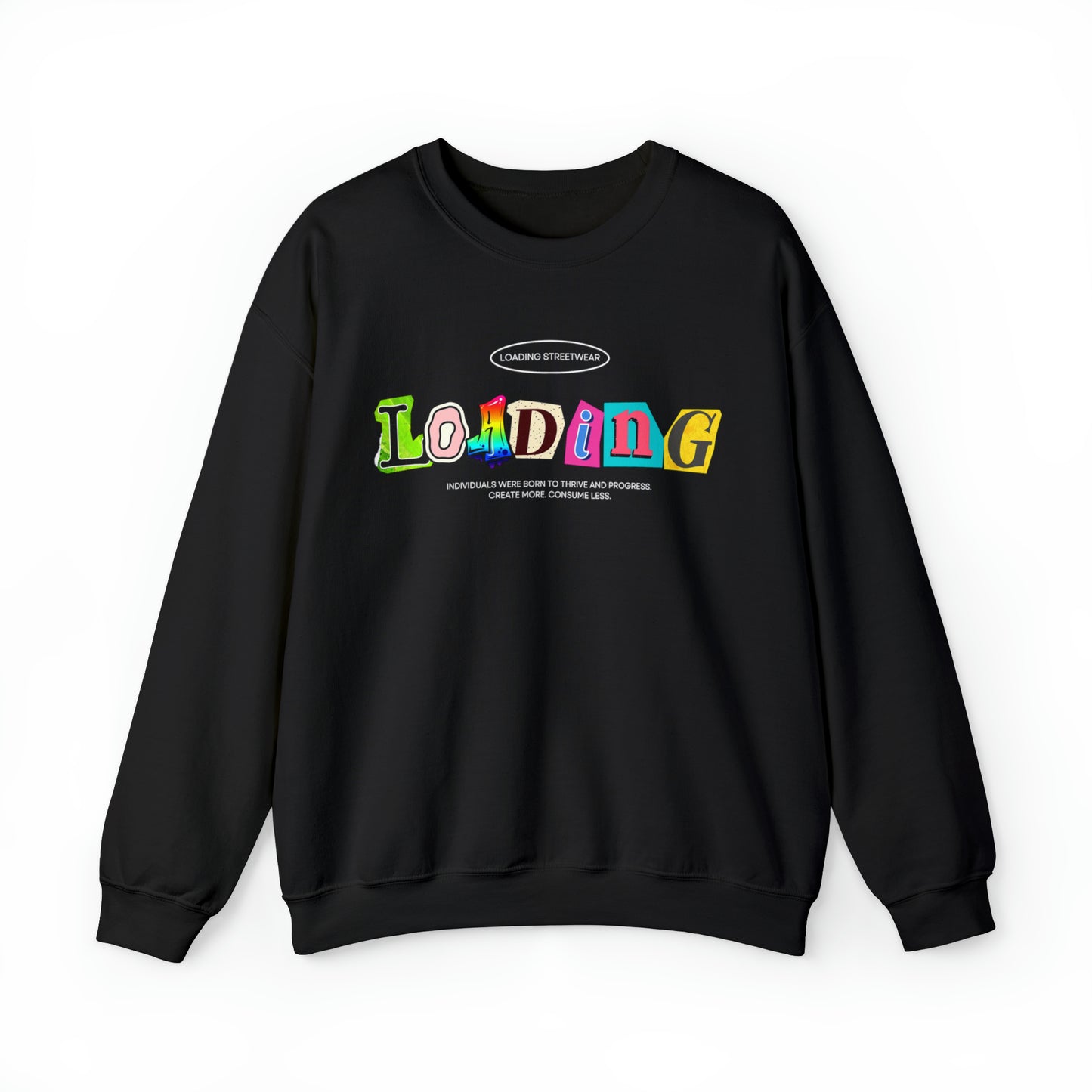 Mismatched Letters "Classics" Collection Crewneck Sweatshirt in Black