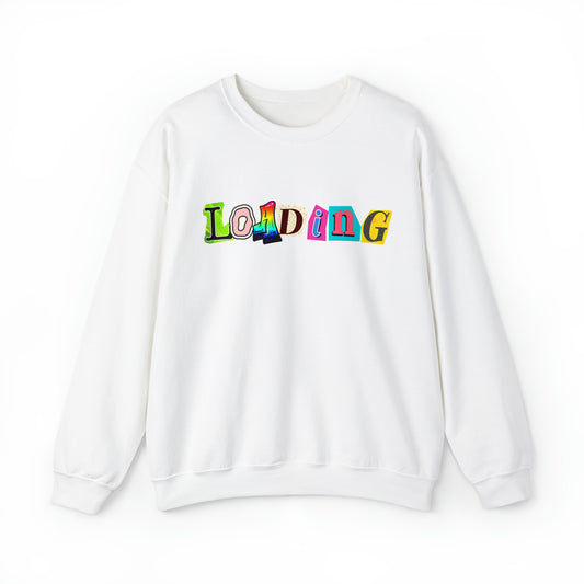 Mismatched Letters "Classics" Collection Crewneck Sweatshirt in White